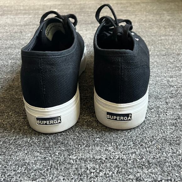 Superga 2790 Platform Sneakers in Black Canvas Women's Sz 10 - Picture 5 of 13